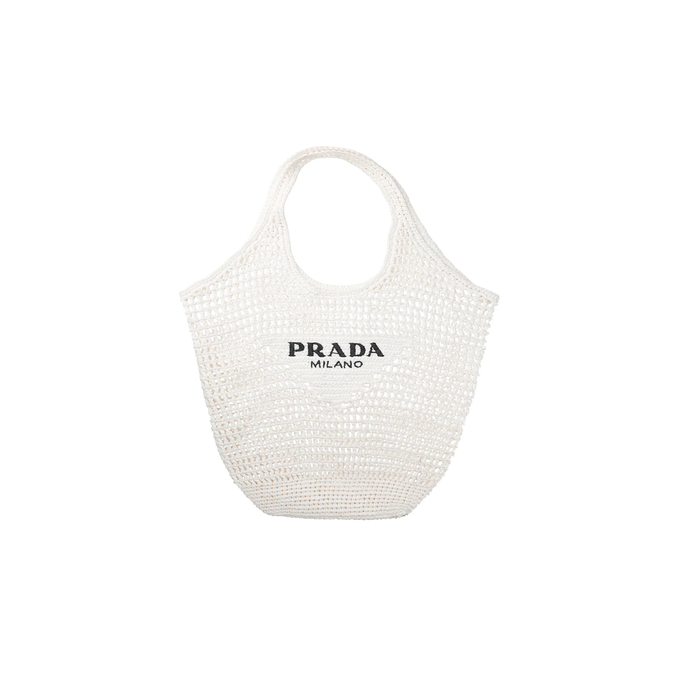 Pra*a triangle logo bucket tote raffia blue 1bg424 (53*40cm)